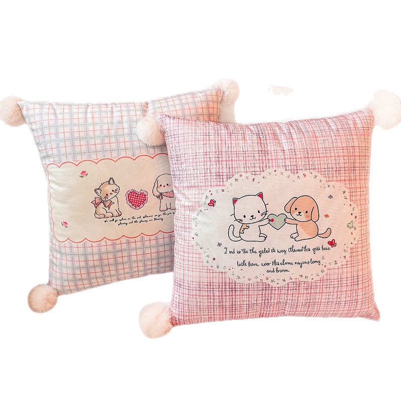 La amistad entre gatos y perros, almohada, funda de almohada, sofá de sala de estar, almohada, impresión de cabecera, almohada de cintura abstracta, bola de pelo