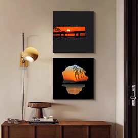新款落日氛围高级感挂画简约客厅沙发背景墙装饰画艺术风景摆台画