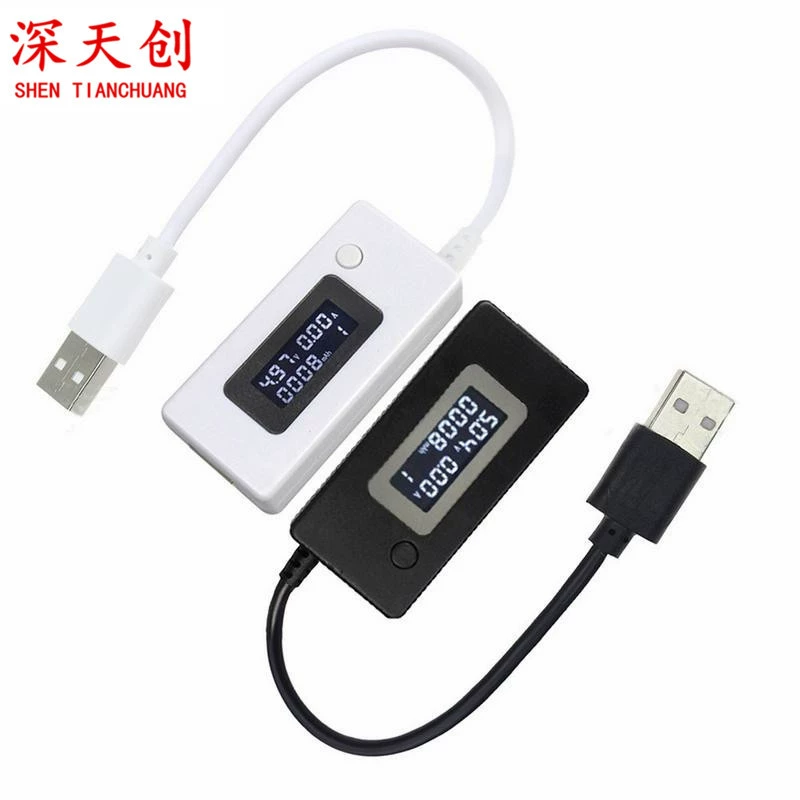 Белый задний ЖК-дисплей с подсветкой ЖК-цифровой дисплей USB Амперметр Вольтметр проверка емкости Измеритель детектор