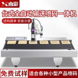 桌面式输送带喷码一体机纸盒纸箱标签包装瓶盖二维码图片logo打码