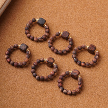 降真香黄油老料方块戒指0.4古风木质串珠戒圈创意文玩女厂家批发