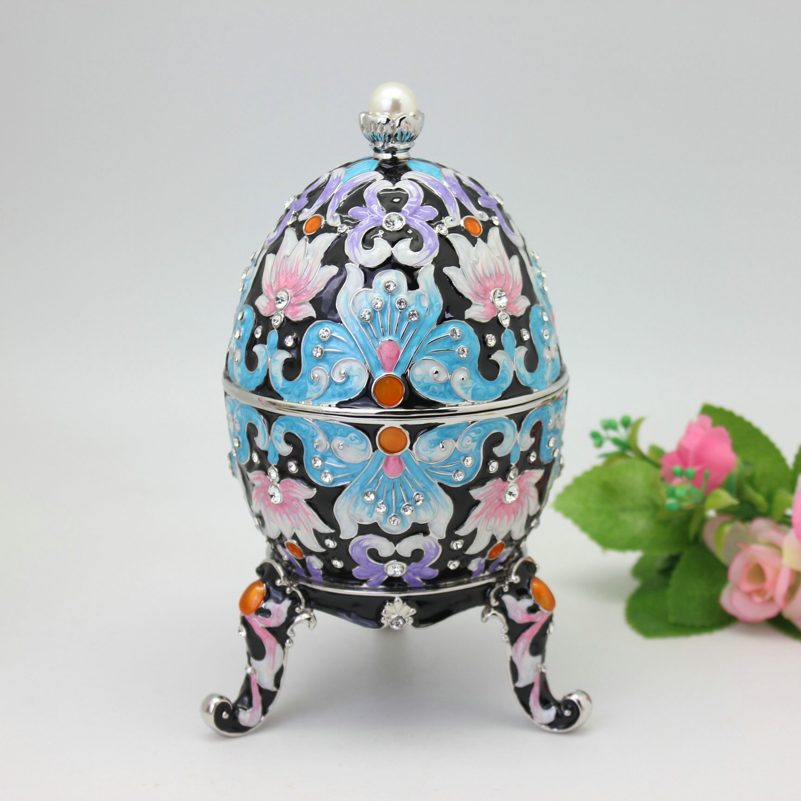 珐琅彩合金实心俄罗斯彩蛋摆件复活节鸡蛋装饰品欧式高档工艺品