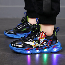 儿童灯鞋秋冬款防水皮面运动鞋小童时尚旋转扣跑步鞋源头厂家批发