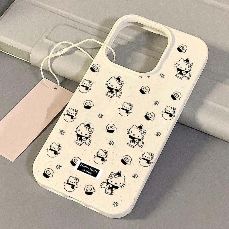 Ski Hello Kitty Suitable for Apple 15Promax Mobile Phone Case Iphone14 Simple 13 Cute Model 12 Soft Shell 11