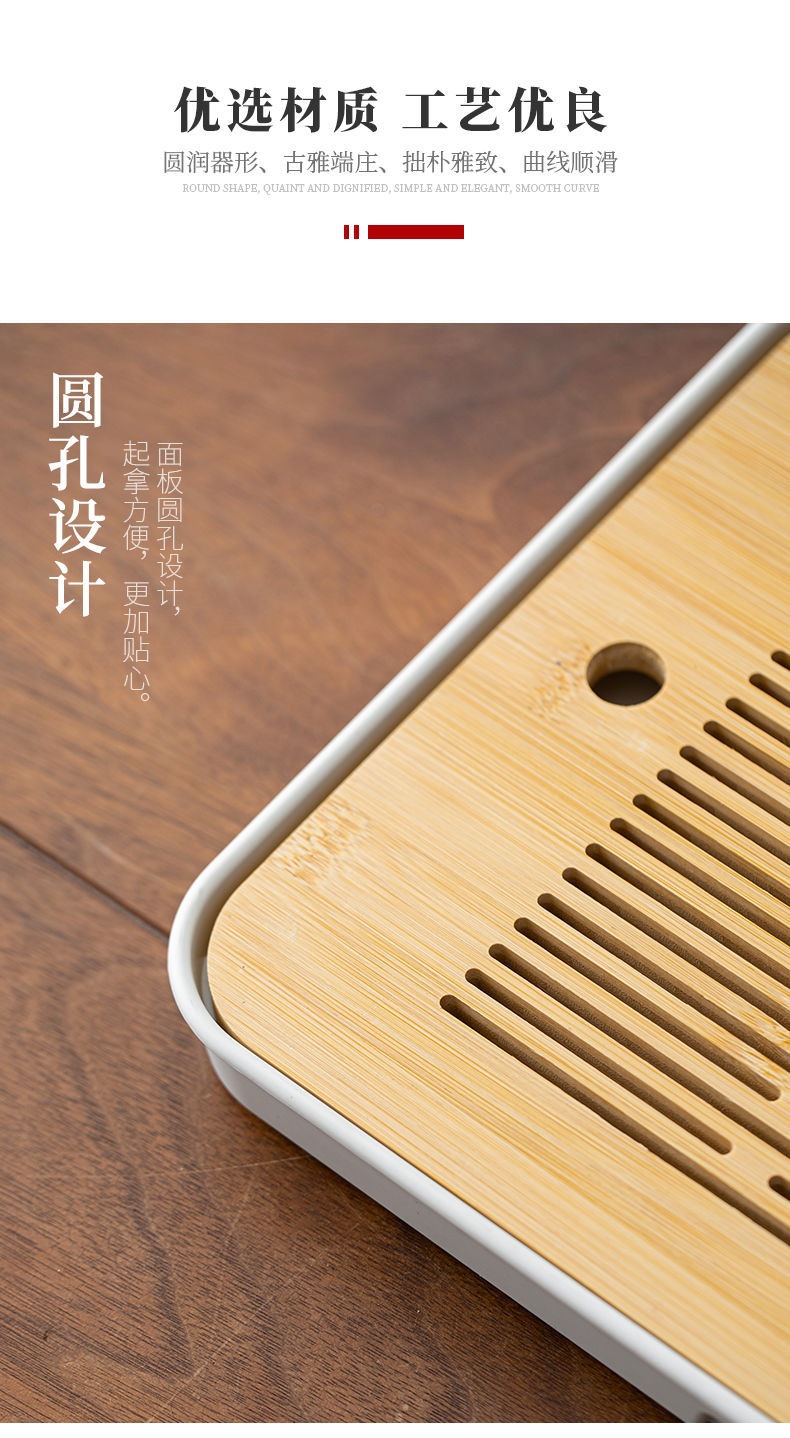 Bamboo Tea Tray with Water Storage Compact Gongfu Tea Serving Tray for Home Tea Ceremony in use