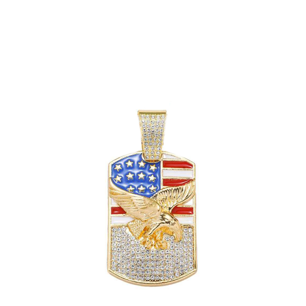 Europa y Estados Unidos Hip-hop Hip-hop Joyas de aleación con diamantes Bandera Colgante Águila Hombres Cadena Cuba