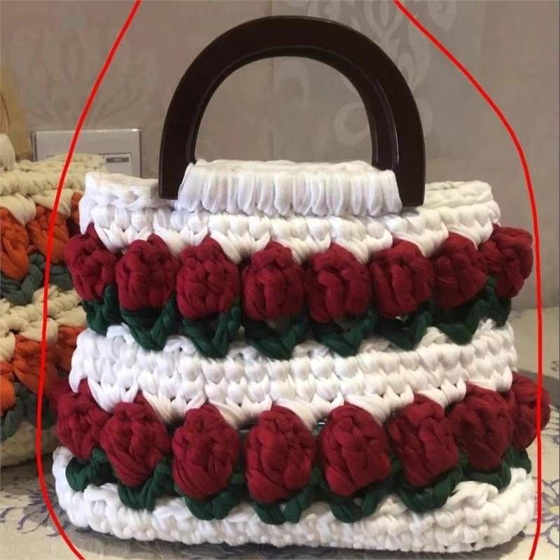 Línea de tela de bricolaje tejida a mano Bolso de tulipán Bolso de material Bolso para novias generosas y dulces