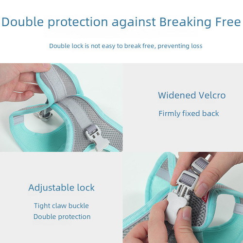 Pet supplies leash for outdoor walking, comfortable and breathable mesh for small and medium dogs, reflective cat netting chest and back