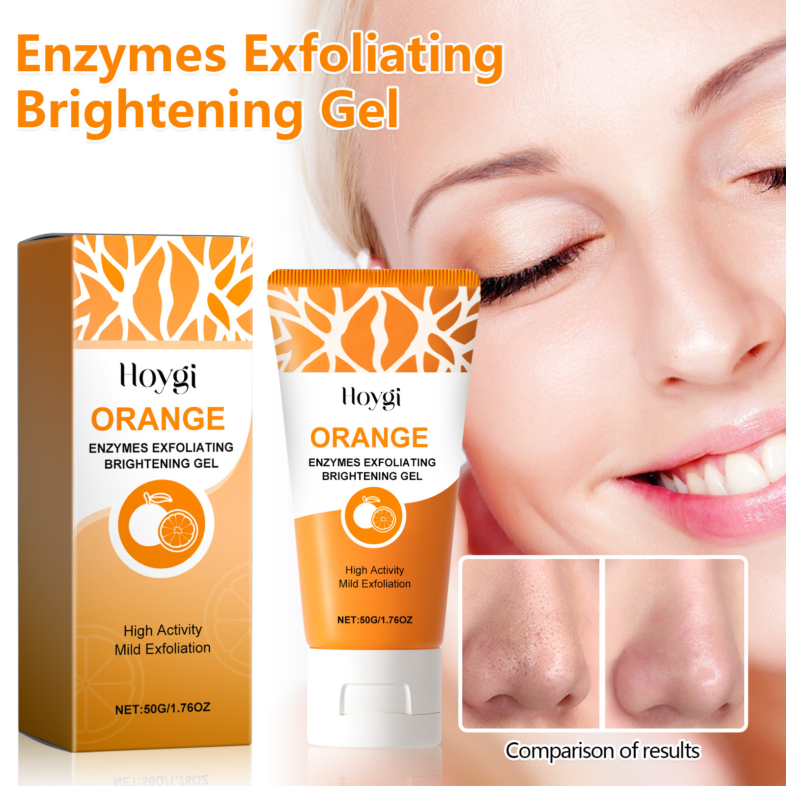 Hoygi exfoliante gel para los puntos negros esfoliante suave para los puntos negros contrae los poros para aclarar y suavizar la piel delicada.