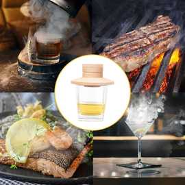 实木老饮料烟熏吸烟器鸡尾酒威士忌吸烟玻璃锁紧配件鸡尾酒吸烟器