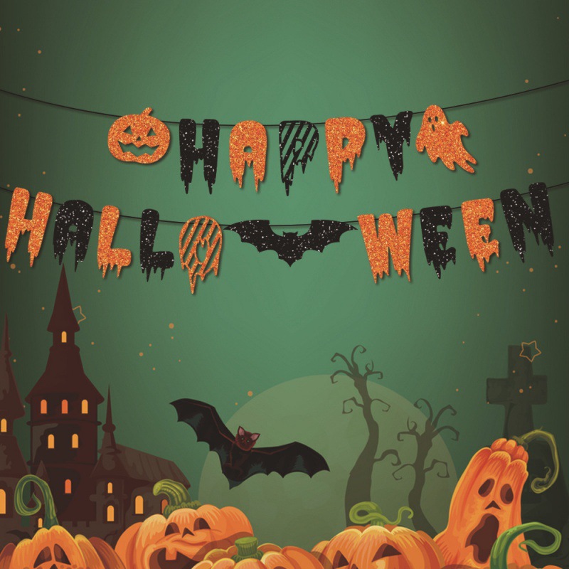 Fabricantes al por mayor decoración de fiesta de Halloween feliz Halloween tirar de banderas fantasmas calabazas espirales colgantes
