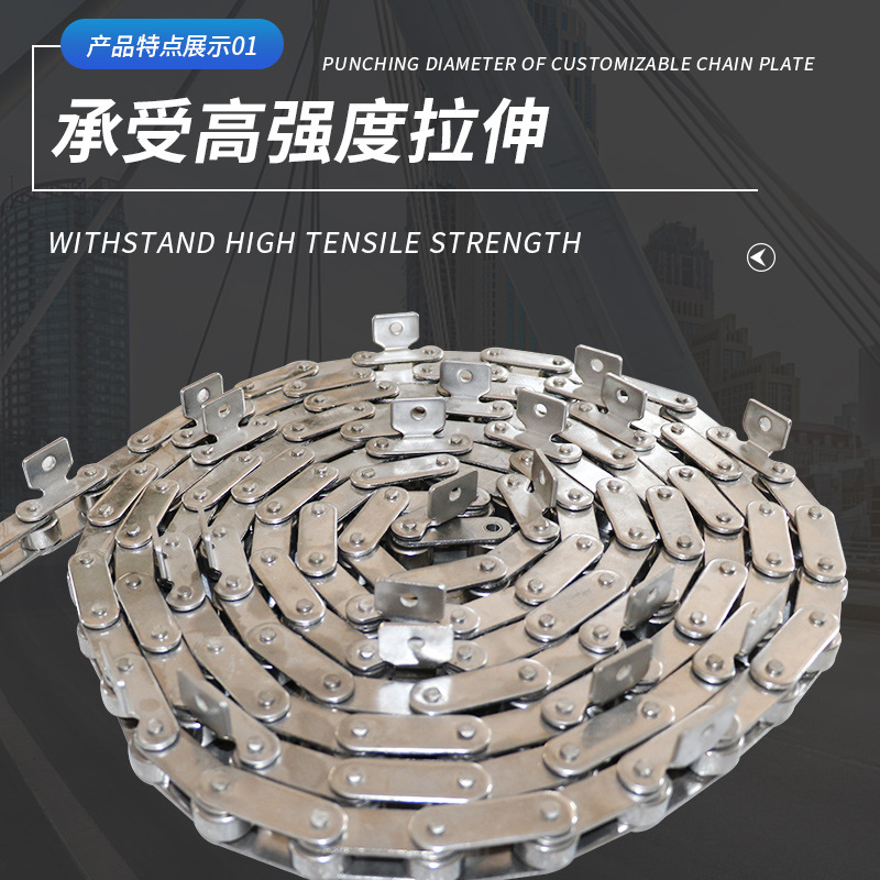 厂家供应304不锈钢非标链条工业传动链条耐磨耐高温大滚珠链条