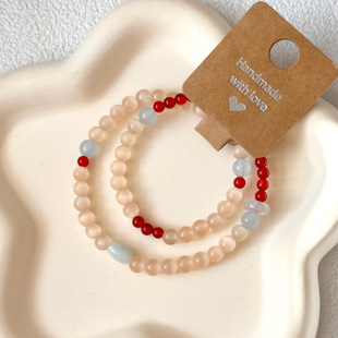 Original Cat's Eye Stone Vintage Niche Bracelet Design Beaded Simple High-end All-match Chinese Bracelet Girl's Small Fresh