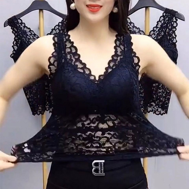 Large Size Lace Beautiful Back All-In-One Bra for Women Summer Slim Long Camisole Underwear Student Korean Style Tube Top