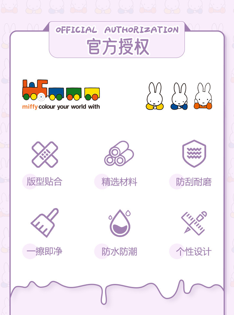 Cartoon Car Seat Anti-Kick Pad, Cute Miffy Car Seat Back Anti-Dirty Protective Pad, Universal Anti-Wear Pad for All Seasons