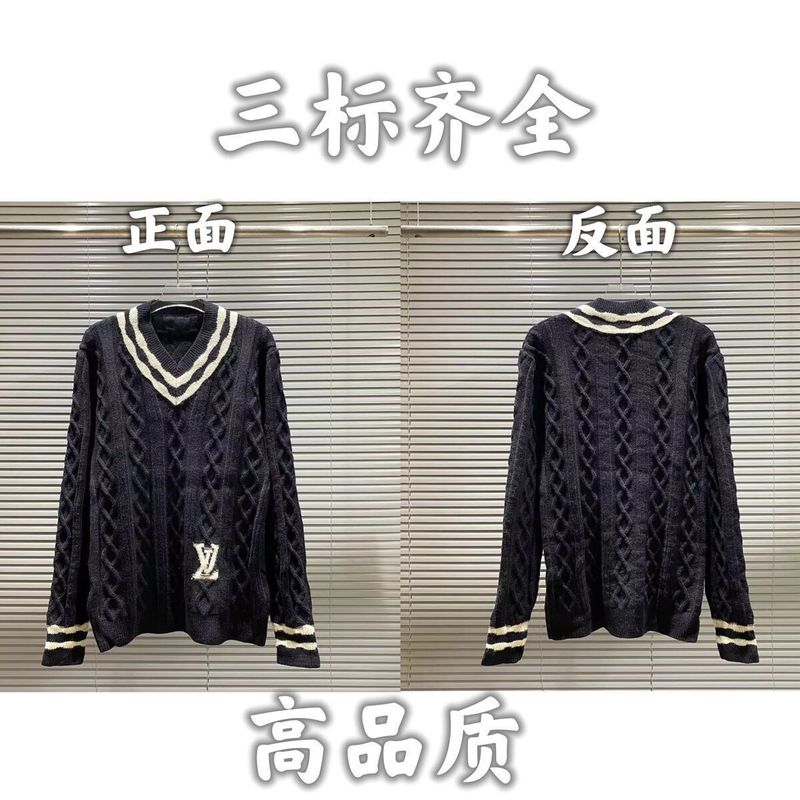 24秋冬新款潮牌字母满身logo圆领针织毛衣男女款宽松休闲上衣|undefined
