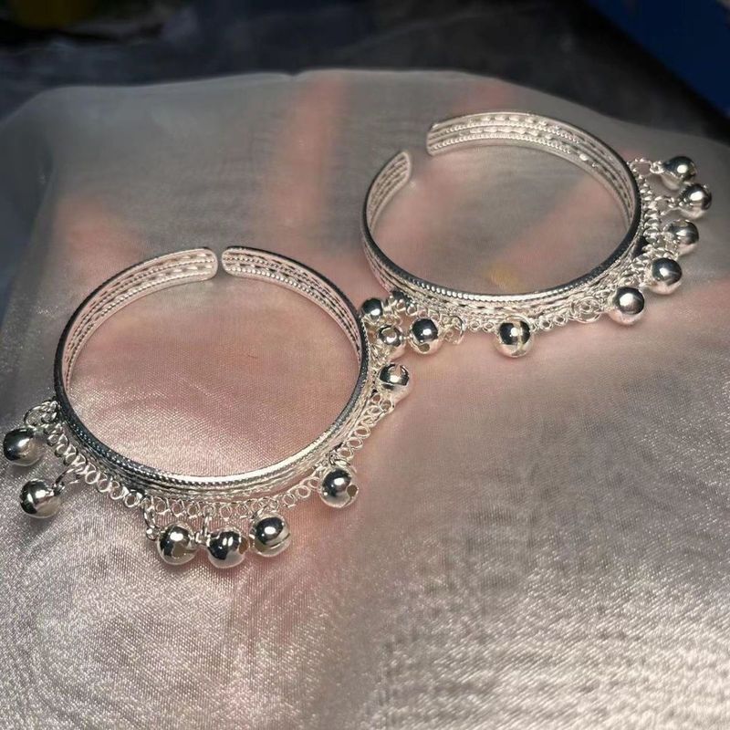 Simple and Versatile Jewelry Bracelet with Bell Design, One-Step Sound Bracelet, Hanfu Accessory, Ethnic Style Bracelet for Women from Miao and Yunnan Regions