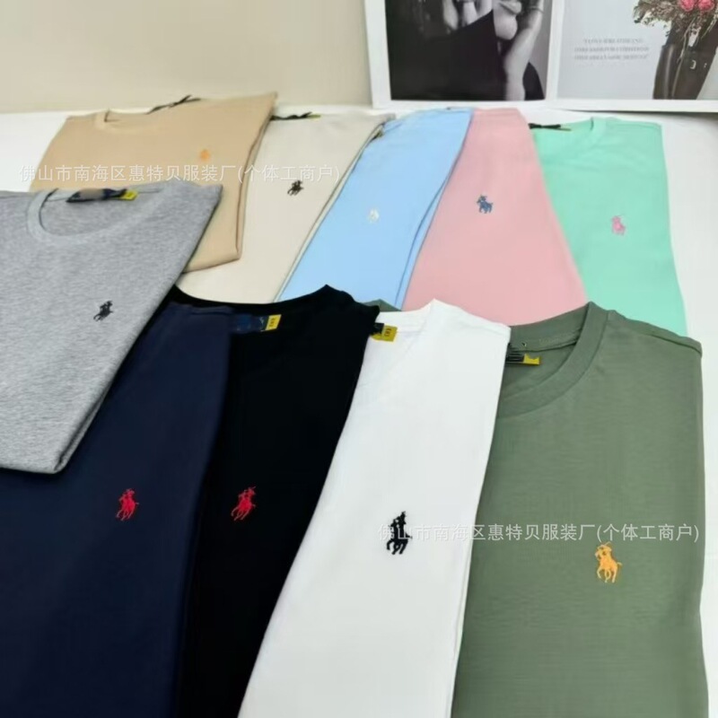 Foreign Trade Small Horse Logo Embroidered T-Shirt for Women, Round Neck, Cross-Border Short-Sleeve Pure Cotton Half-Sleeve, Men's Casual Large Size Loose Base Shirt L Foreign Trade Small Horse Logo Embroidered T-Shirt for Women, Round Neck, Cross-Border Short-Sleeve Pure Cotton Half-Sleeve, Men's Casual Large Size Loose Base Shirt L