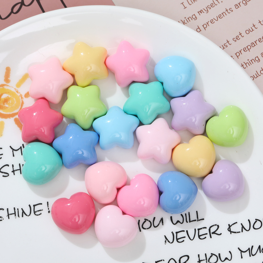 Nuevo macaron color tridimensional estrella de cinco puntas accesorios de resina DIY amor accesorios para el cabello colgante casero material al por mayor