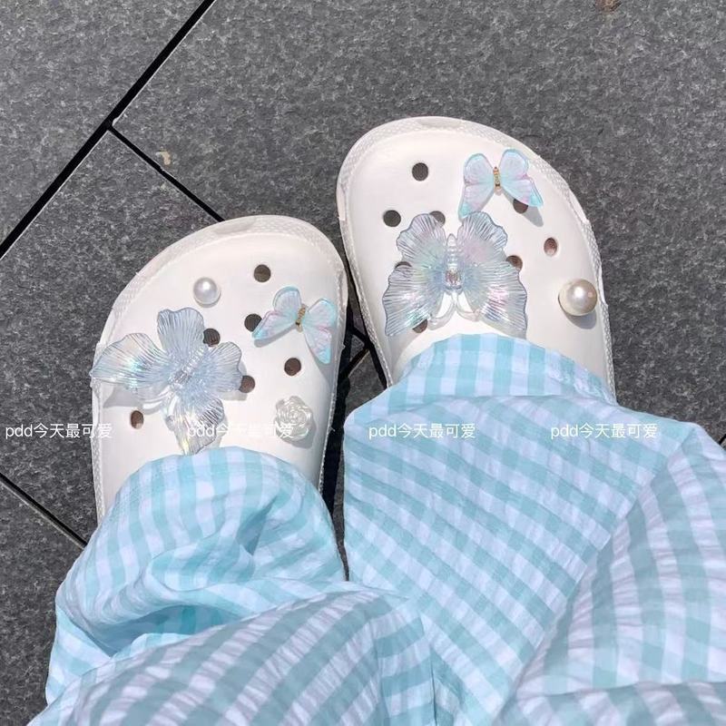 下駄靴バックル新しいアクセサリーブルー蝶ラインストーン靴バックル diy アクセサリーレトロ靴花下駄靴バックル|undefined