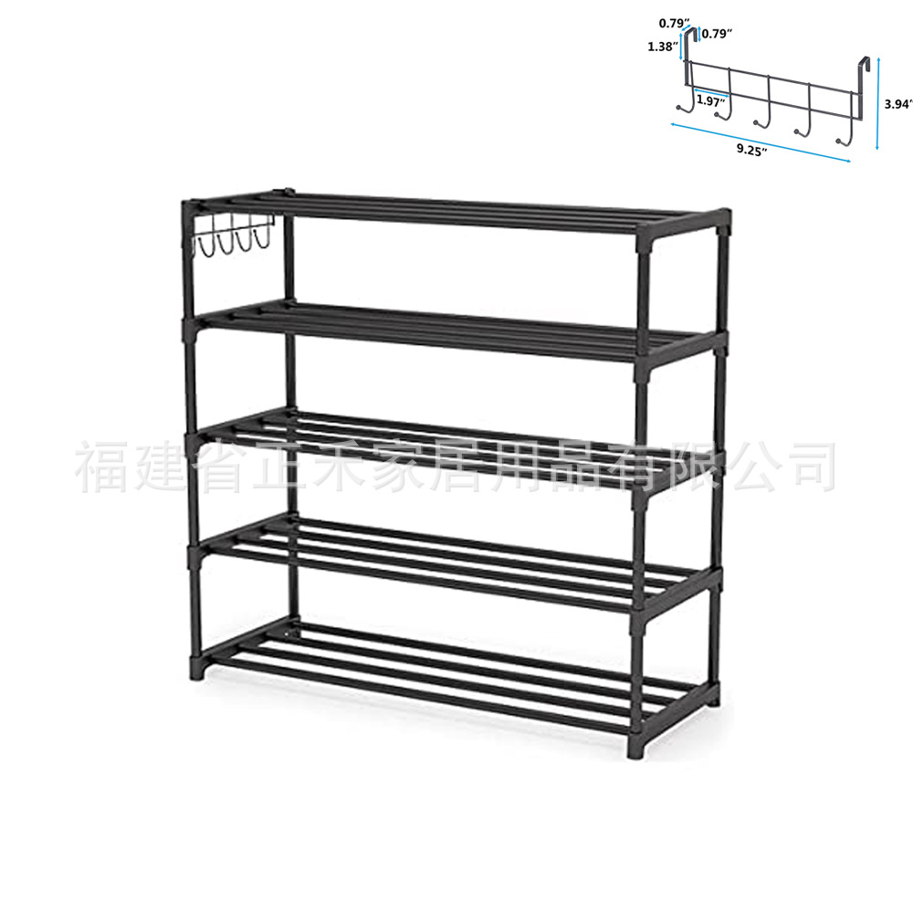 跨境电商爆款五层挂钩置物架金属简易鞋架厂家直销