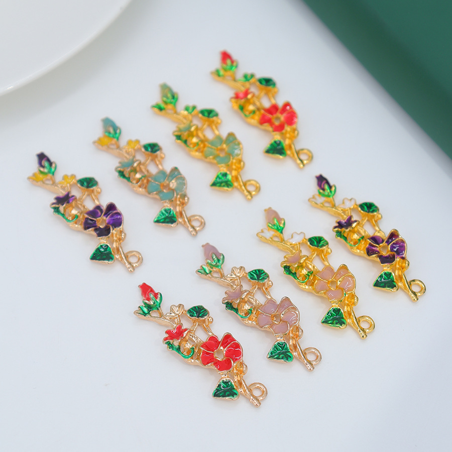 新中式合金电泳保色梅花枝配件古风汉服旗袍发簪步摇璎珞月季花枝