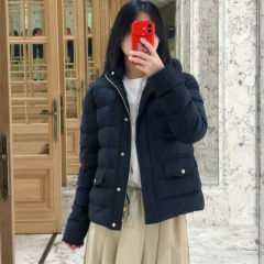25秋季新款南油高定Mon简约休闲百搭撞色纽扣立领羽绒服外套