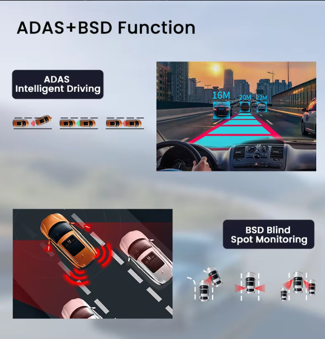 Cross-border 3.69inch New Model HD 4K+4G Dash Cam ADAS HD Night Vision BSD Front and Rear Recording