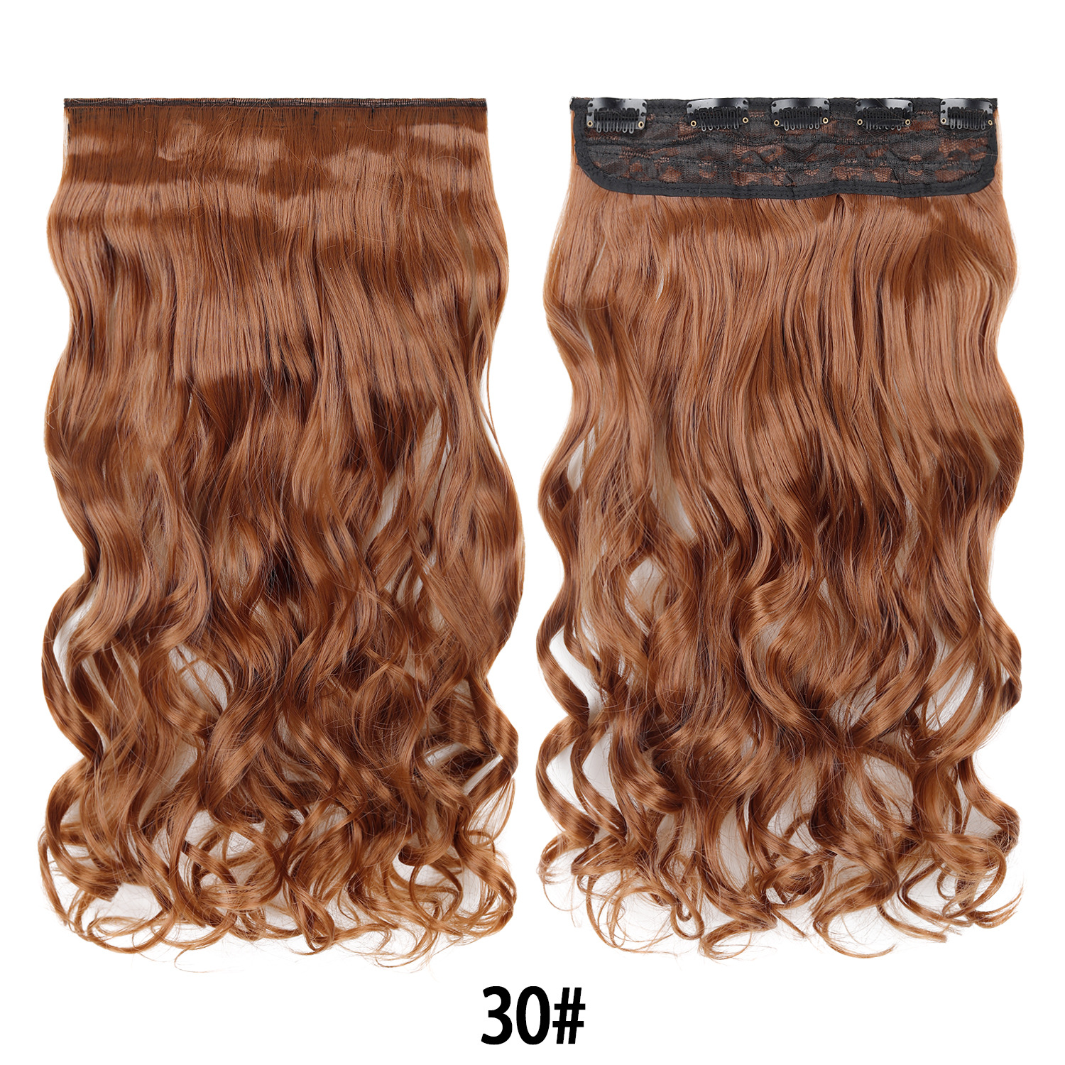 Extensión de Cabello de 5 Clips de 18 Pulgadas de Fibra de Alta Temperatura Rizado para Señoras