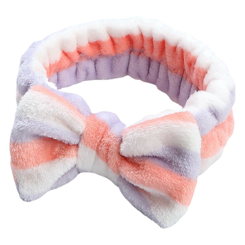 Diadema de franela con estampado de leopardo liso para mujer, diadema de felpa con lazo, diadema bonita para lavado de cara, diadema de color puro, accesorios para el cabello