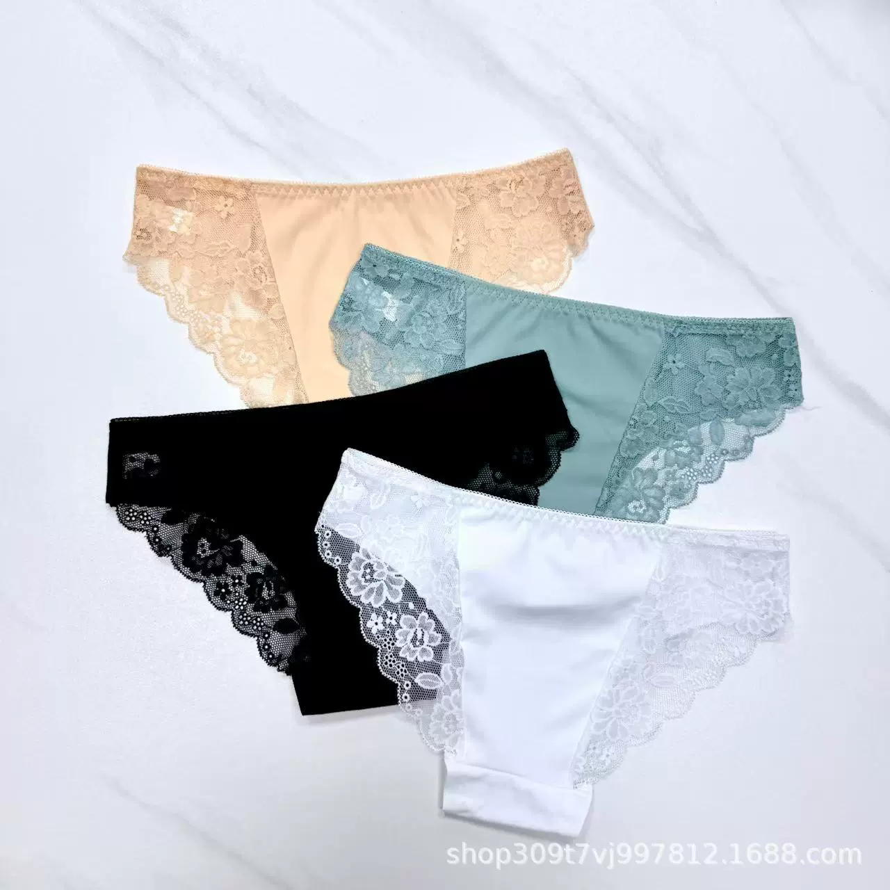 女冰丝内裤无痕凉感透气女士三角裤少女性感蕾丝拼接大码内裤女款