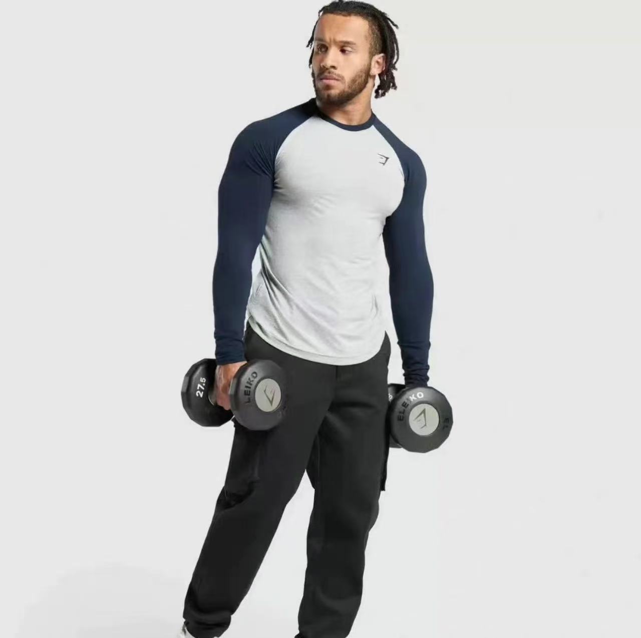 Gymshark Raglan T-shirt Light Grey Navy