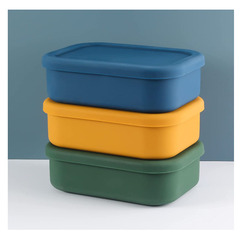 Silicone lunch box, cross-border best-selling, food-grade, microwave heating, divided preservation, office bento, airtight storage box