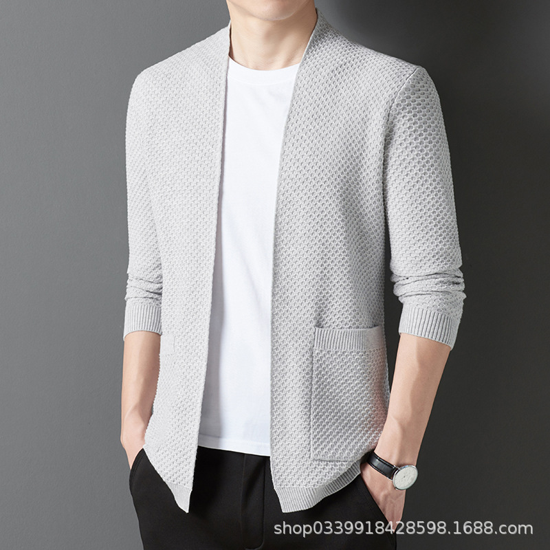 Otoño 2023 nuevo punto cardigan abrigo suéter hombres casual exterior superior juventud cardigan