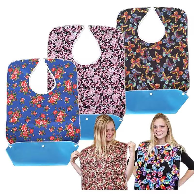 Baberos para personas mayores, baberos para adultos, baberos extragrandes estampados, baberos multiusos para comer, lavables, venta al por mayor transfronteriza.