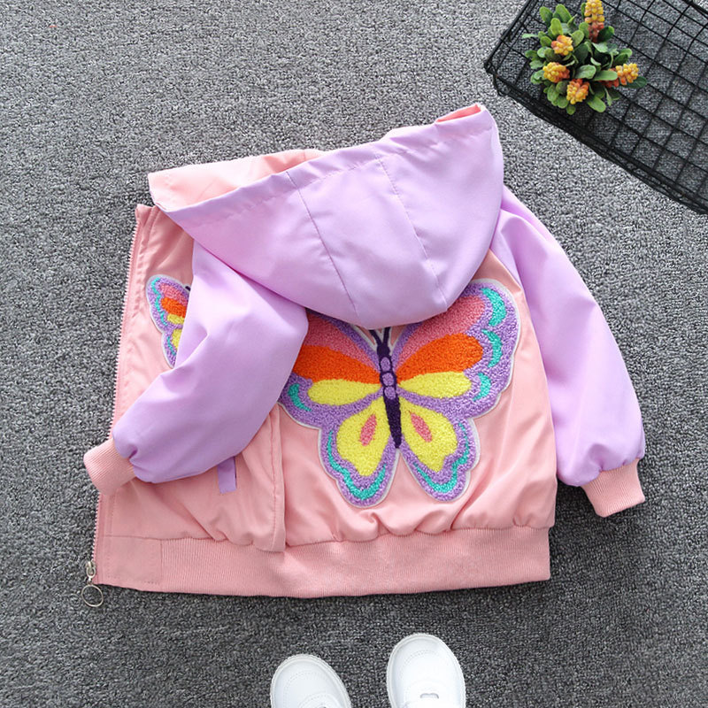 2025 New Arrival Zhongda Girl's Spring and Autumn Butterfly Coat Children's Coat Boy's Street-Fried Styish Jacket Hooded Top Trendy