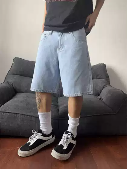 Summer Trendy Niche Retro Denim Shorts Men's 2025 New Loose Casual Trendy Brand All-match Five-point Pants