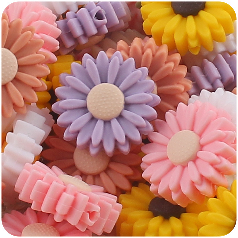 22mm bebé suministros dibujos animados Margarita cuentas de silicona DIY creativo chupete cadena mordedor pulsera accesorios juguete