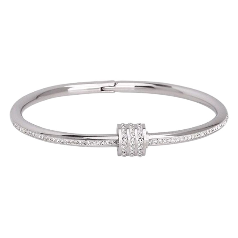 Light Luxury High-end Sense Micro-inlaid Diamond Bracelet Women's Fashionable Simple Titanium Steel Color-free Bracelet Couple's All-match First Jewelry