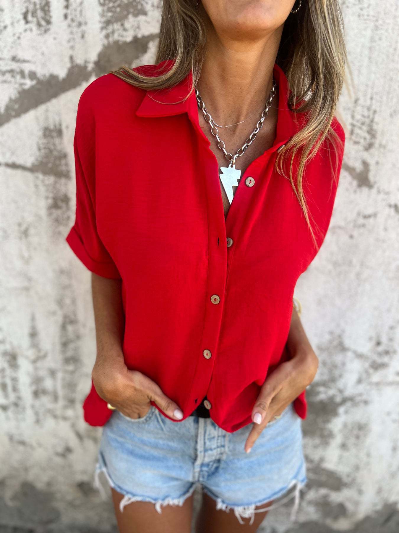 2026 Cross-Border European And American Independent Site Spring/Summer Women's Turn-Down Collar Casual Top_ecoleips.com