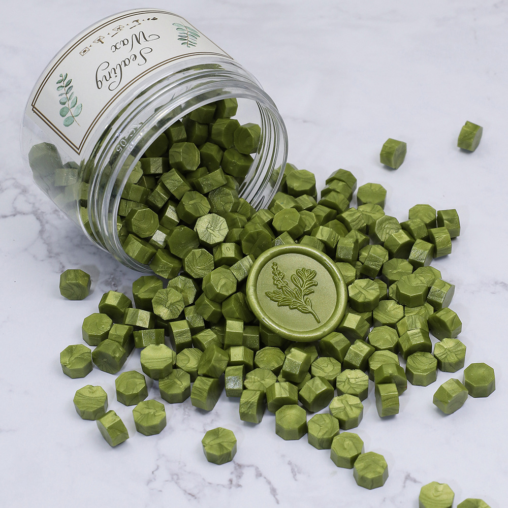 Oucai Fire Paint Wax, octágono, color mixto, nacarado, 200 granos, 132 colores, sello de pintura al fuego, cera, a granel barato