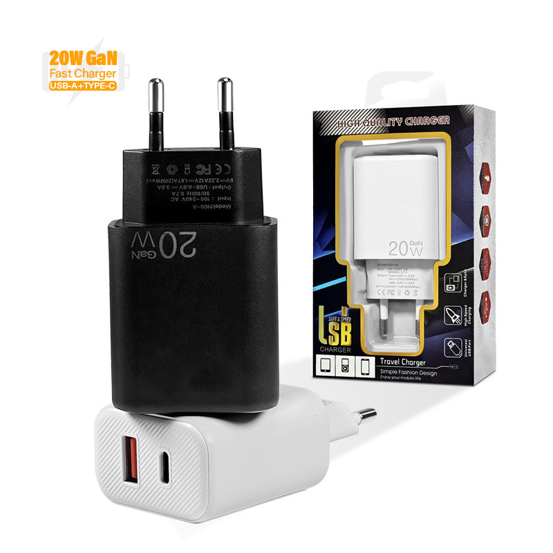 20W Uk European Standard Us Plug Universal Type-C Fast Dual-Port USB Fast Charging Head Suitable for Mobile Phones 20W Uk European Standard Us Plug Universal Type-C Fast Dual-Port USB Fast Charging Head Suitable for Mobile Phones