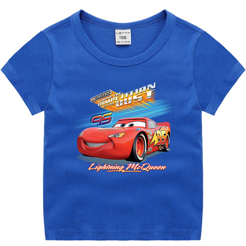 2023 New Lightning McQueen children's clothing summer short-sleeved T-shirt boys' bottoming shirt half-sleeved T-shirt children's top