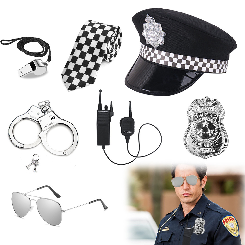 Fiesta festiva cosplay policía esposado vestido de actuación cosplay caña de humo marinero azafata azafata