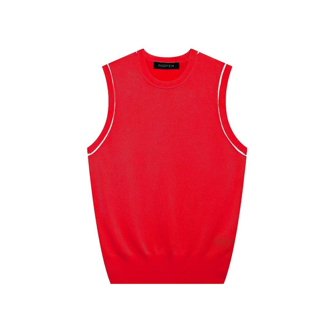 Vêtements pour cheveux extérieurs 2024 été nouvel article haut à aiguille plate à bordure de couleur contrastante pour femmes_voghion.com