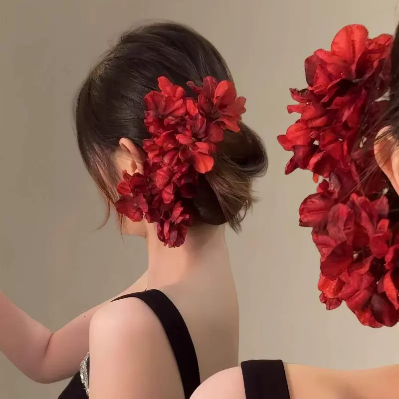 Шпилька Hanfu «Горящая роза» — китайский свадебный цветочный аксессуар для волос, 1 шт. или пара, 4 г