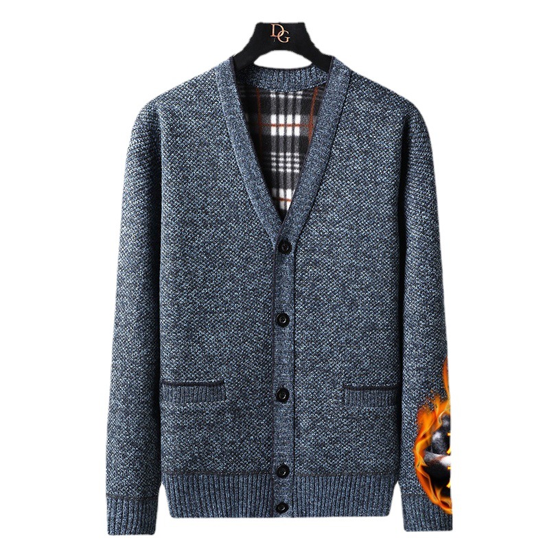 Chaqueta de punto transfronteriza Otoño e Invierno de los hombres de mediana edad y ancianos ropa al aire libre con cuello en V abrigo de suéter de pecho suelto de los hombres ocasionales