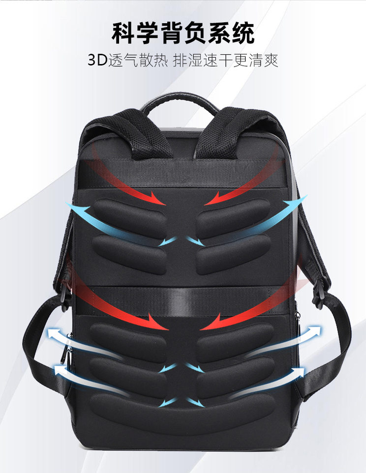 Ba lô nam da bò thật công suất lớn, ngăn laptop 16 inch, chống nước đa chức năng — Màu đen chi tiết 6