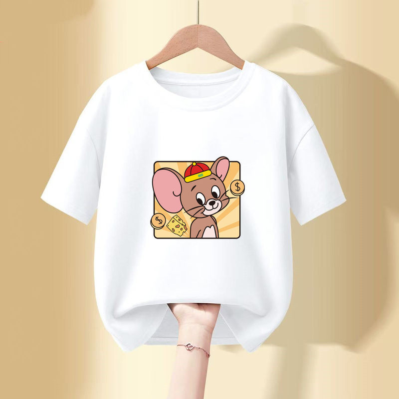 Tom and Jerry Boys' Short-Sleeved T-Shirt 2026 Summer New Cartoon Casual Casual Summer Wear for Middle-Aged and Older Children, Handsome Summer Wear Pure Cotton T-Shirt Tom and Jerry Boys' Short-Sleeved T-Shirt 2026 Summer New Cartoon Casual Casual Summer Wear for Middle-Aged and Older Children, Handsome Summer Wear Pure Cotton T-Shirt