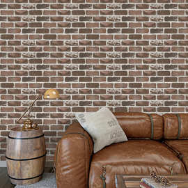 自粘墙纸美式复古装饰砖块卧室客厅墙贴背景壁纸防水pvc自粘壁饰